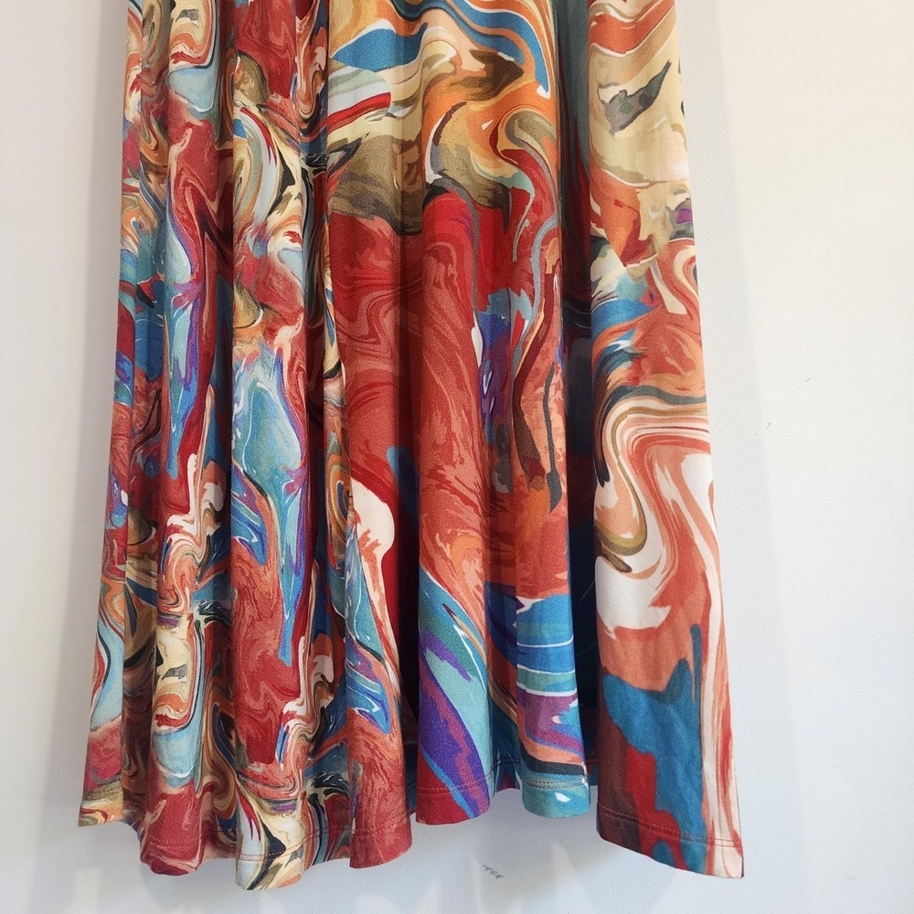 Soft Surroundings Brigitte Dress Petite Med Abstract Swirl Stretch Maxi artsy - Picture 3 of 13